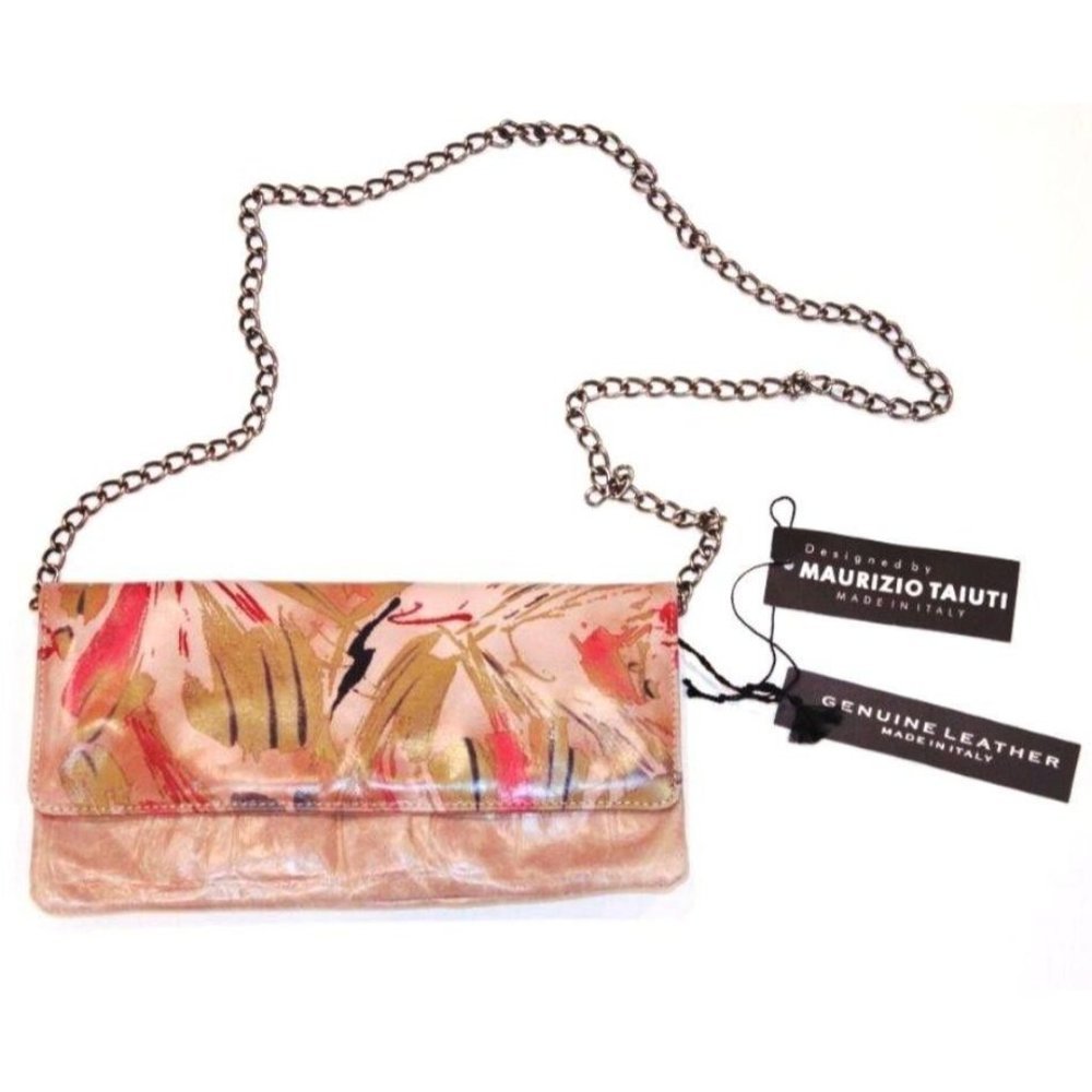 MAURIZIO TAIUTI Italy CHAIN Removable STRAP Handbag CLUTCH  Purse VINTAGE Retro